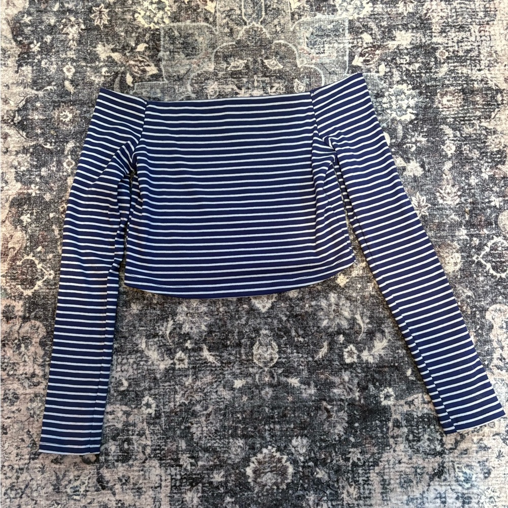 Forever 21 Navy and White Striped Top